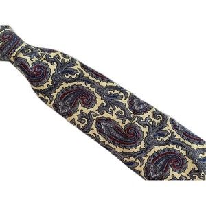 Kenneth Stevens Men's Yellow Gray Maroon Silk Necktie Classic Paisley Tie